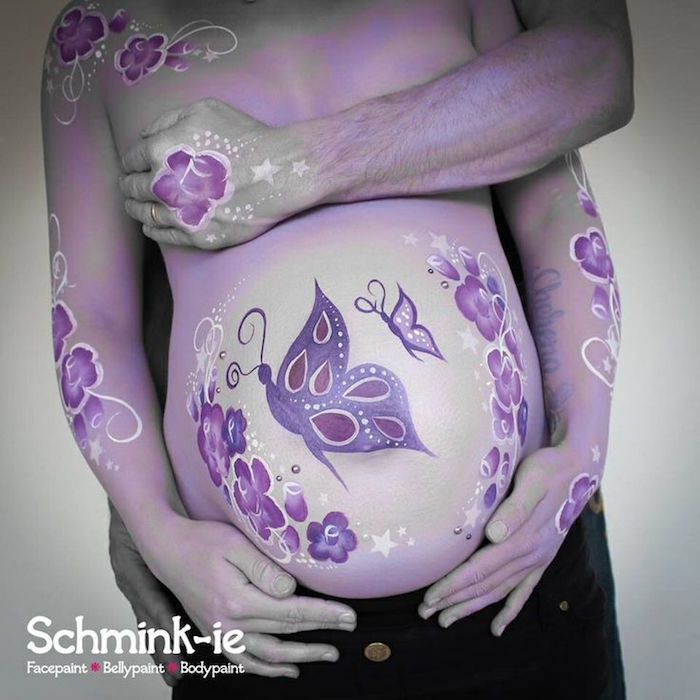 body painting sur ventre rond femme enceinte