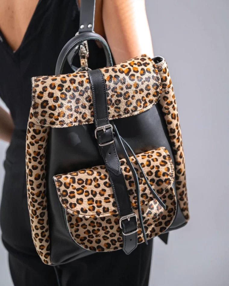 femme sac imprime leopard