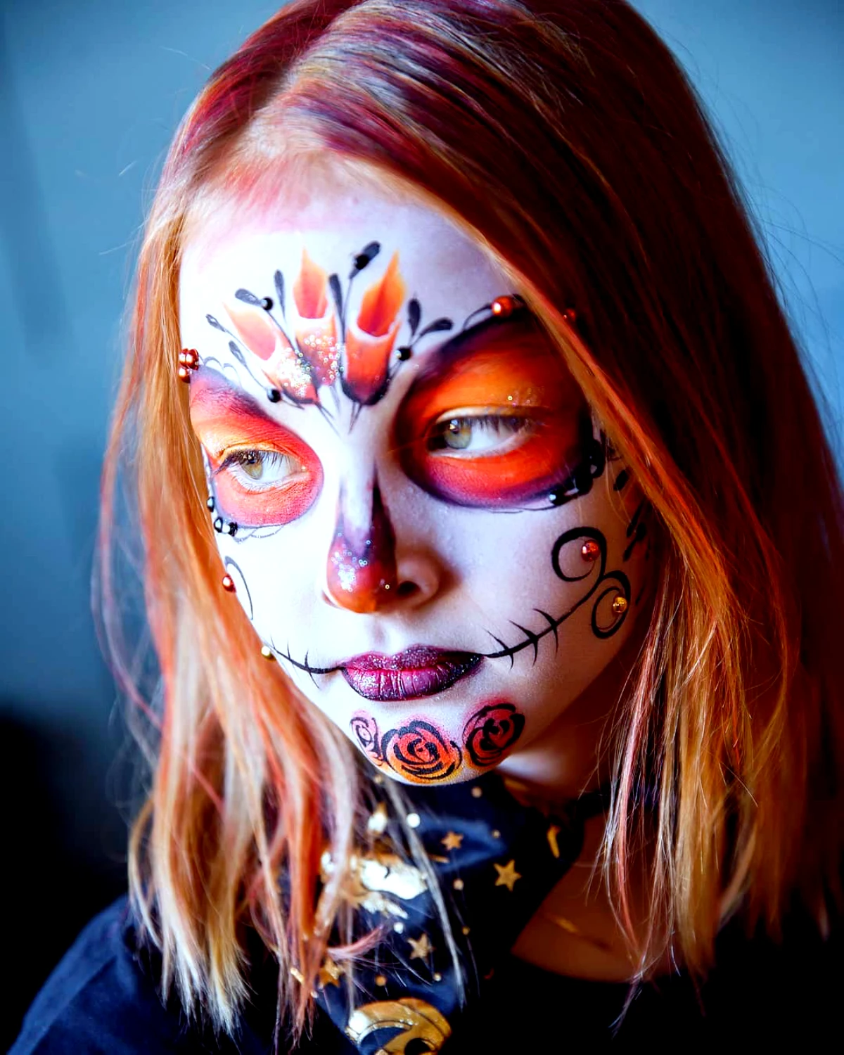 idee de maquillage ado fille halloween dans les tons oranges