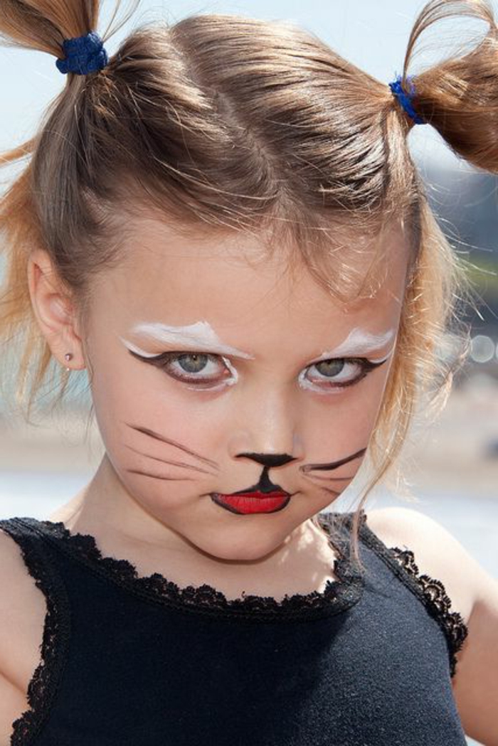 maquillage enfants, maquillage facile et malin, tête de souris pour fillette