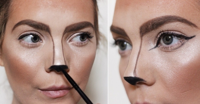 un maquillage halloween femme facile et impressionnant inspiré de l'effet cerf de snapchat