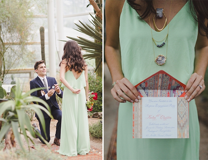 message pour mariage dans une jolie enveloppe, demande de fiancaille au milieu d un jardin botanique