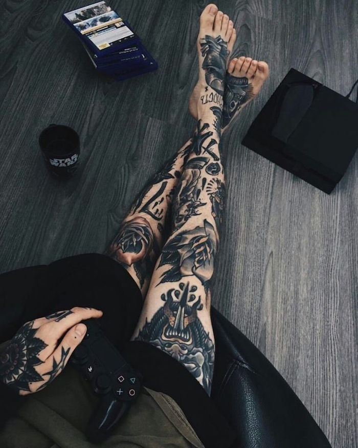 tattoo cuisse homme tatouage jambe homme