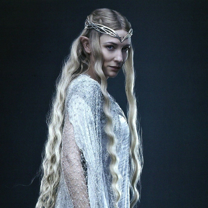 reines des neiges, Cate Blanchett déguisée comme Galadriel dans les Seigneiur des anneaux