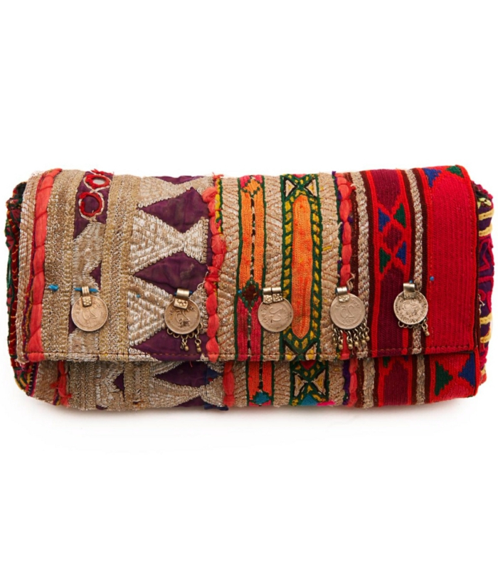 sac a main besace, pièces de monnaie décoratives, motifs ethniques 