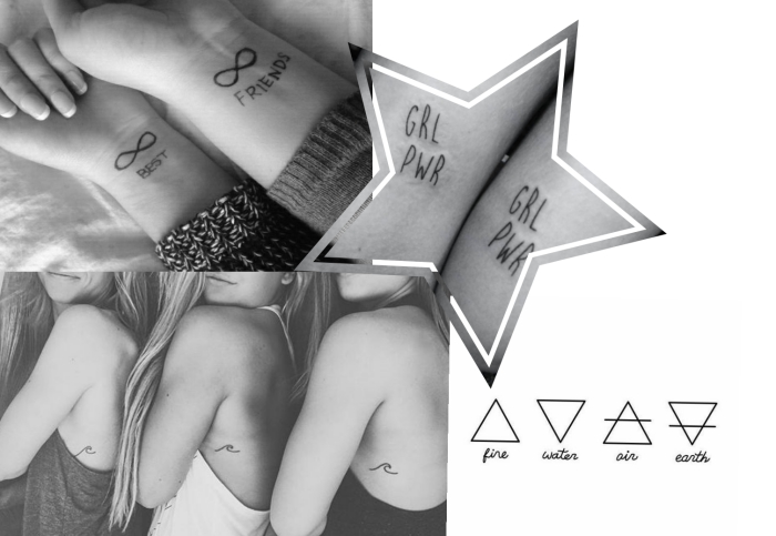 tatouage femme, dessin meilleures amies sur la peau, tatouage minimaliste symbolique amitié entre filles