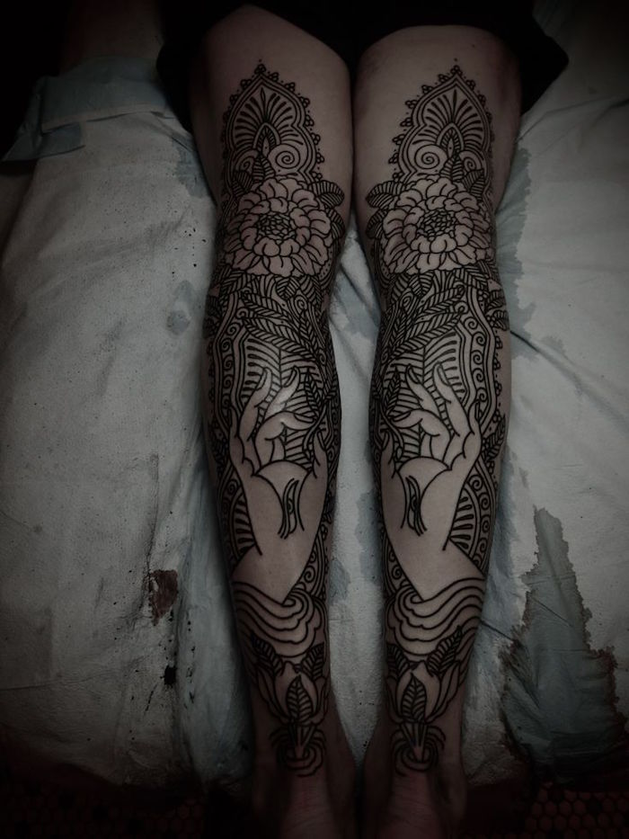 tatouage jambes femme tatoo jambe modele tattoo cuisse mandala
