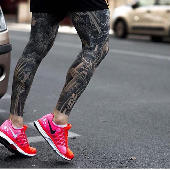 tatouages jambes japonais homme tattoo jambe entière