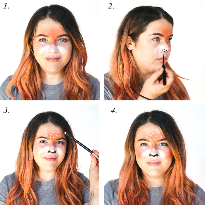 un maquillage de cerf artistique, comment réaliser un maquillage pour halloween inspiré de snapchat