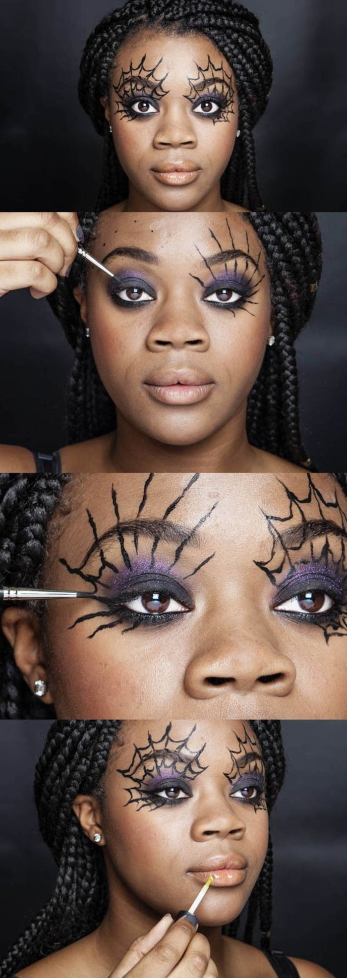 un maquillage halloween femme accentuant sur les yeux, comment réaliser un maquillage yeux toiles d'araignée