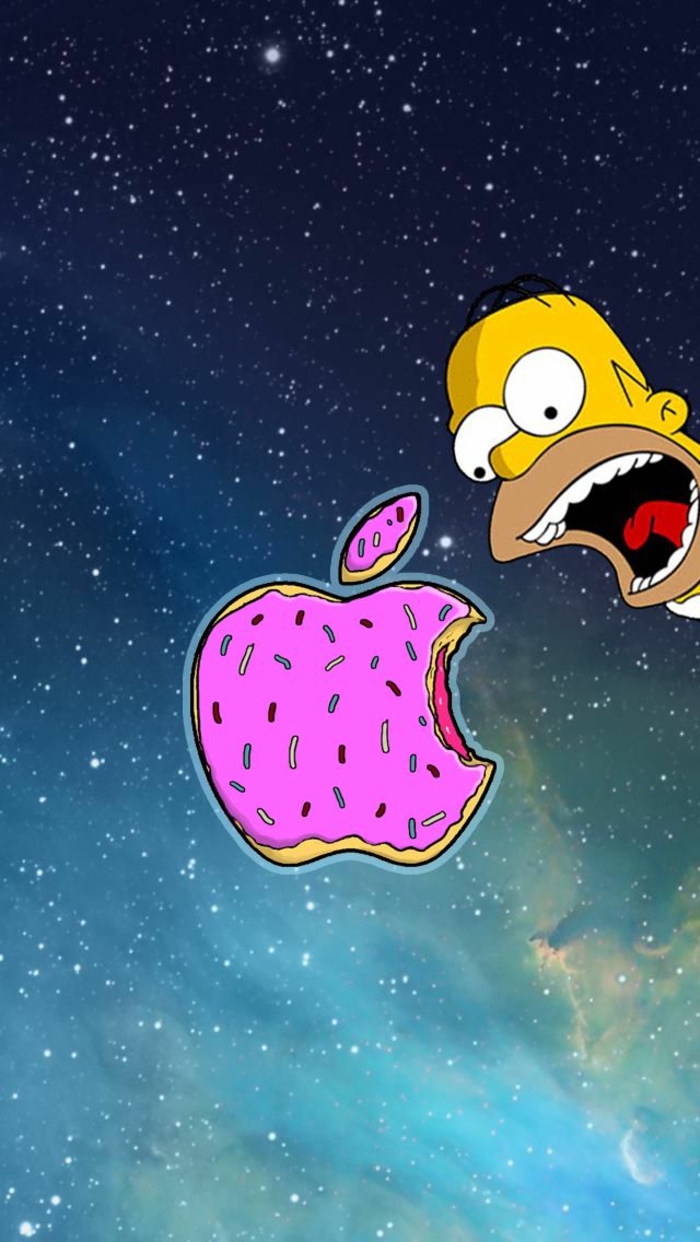 Beau fond d écran iphone image à télécharger gratuite images Homar Simpson et son donut drome image fond d ecran beignet