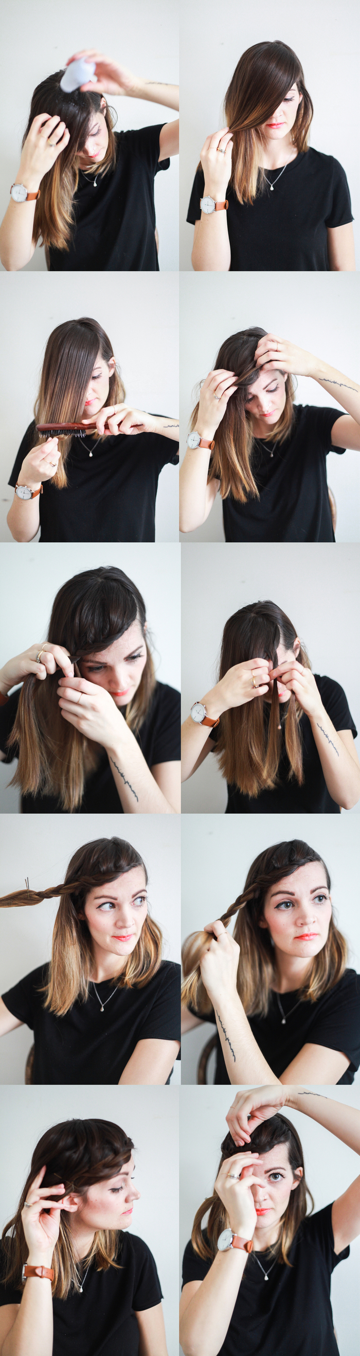 comment réaliser une frange tressée et joliment texturée pour sublimer une coiffure cheveux mi longs 