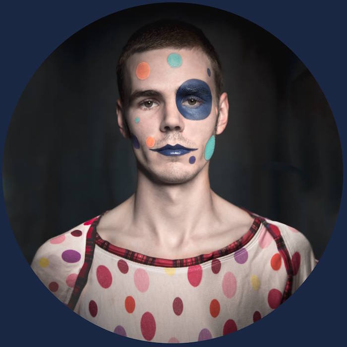 idée maquillage clown homme déguisement à pois