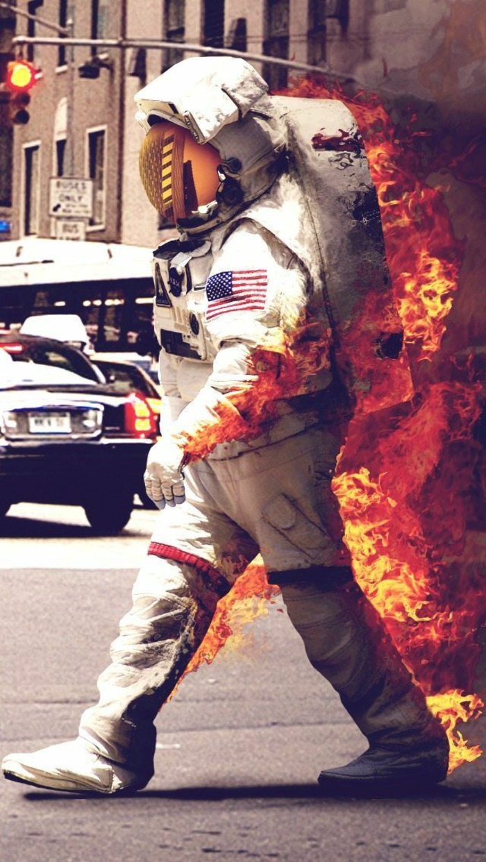Le fond d écran swag iphone inspiration citation fond d écran cool astronaute en flames 