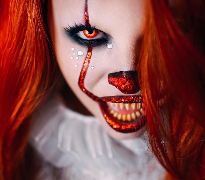 maquillage clown méchant femme halloween ça