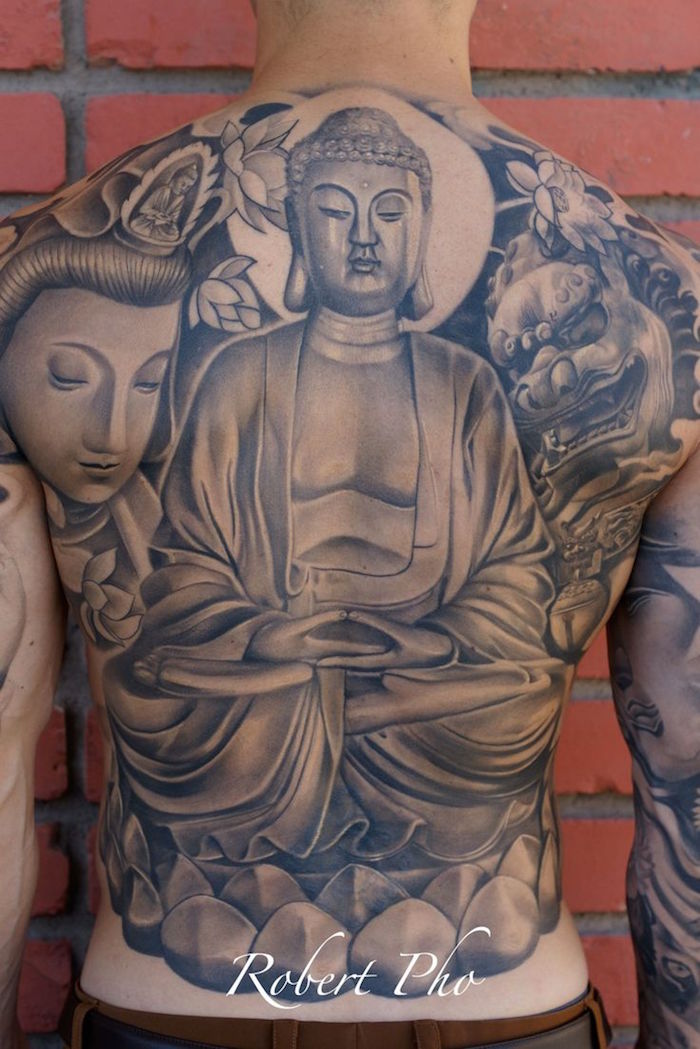 les plus beaux tatouages homme tattoo symbole bouddhiste dos bouddha