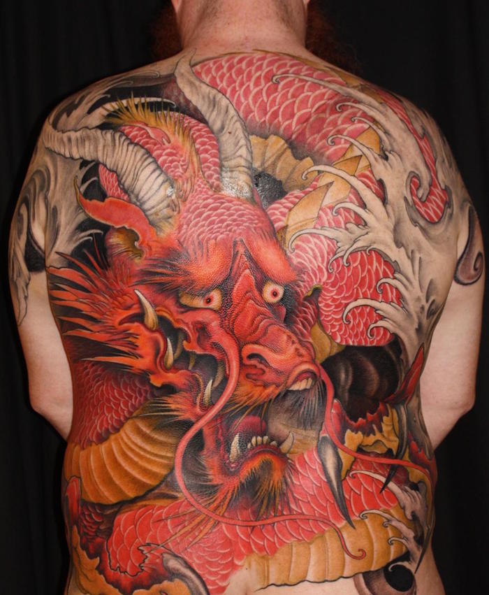 dragon tribal tatouage dragon dos japon couleurs