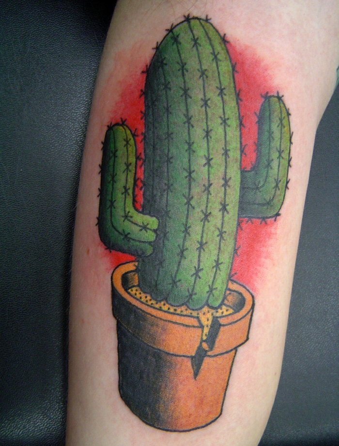 tatouage mollet homme, design de tatouage avec plante succulente