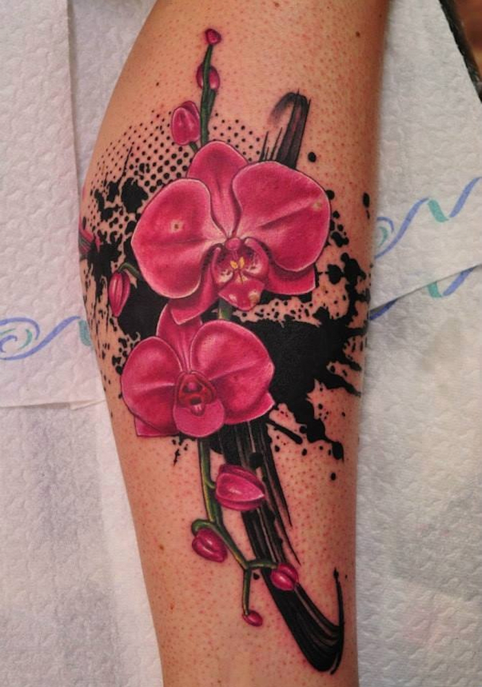 modele tatouage fleur rose type orchidee tattoo