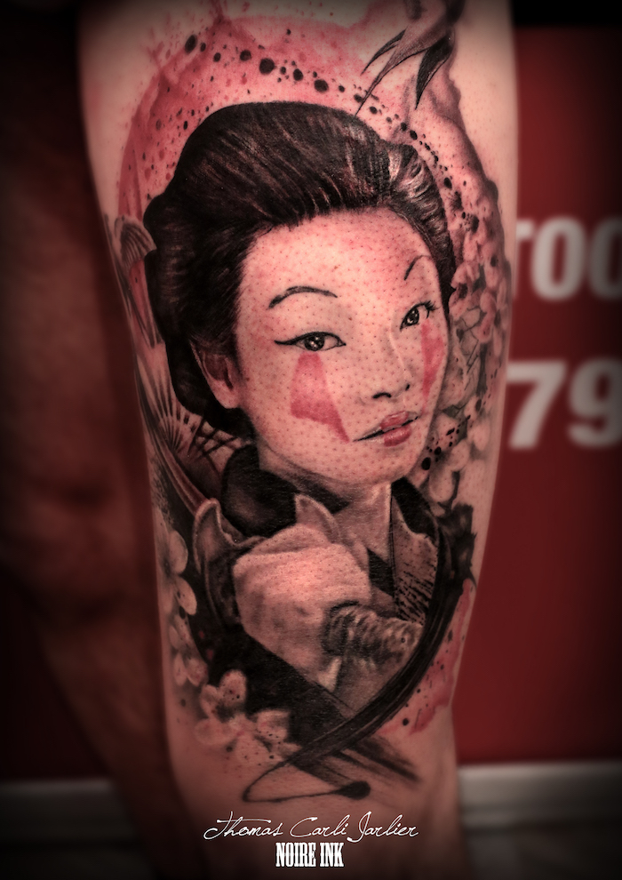 tatouage nippon geisha signification samourai japonais tattoo cuisse