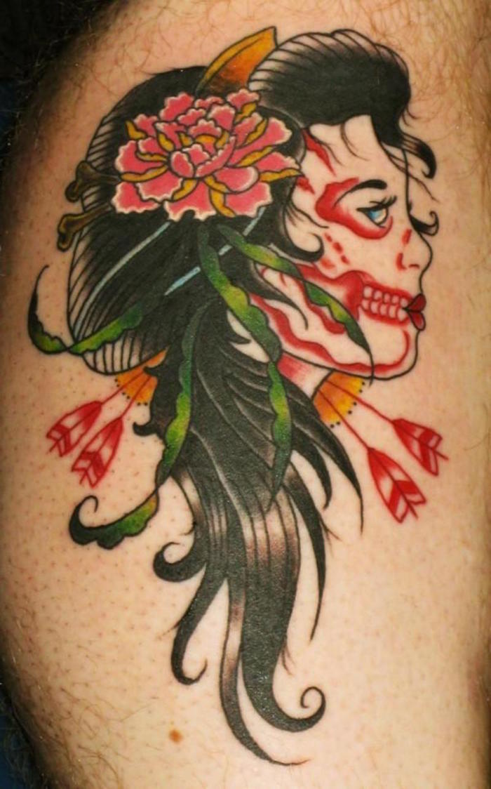 tatouage japonaise tete de mort tattoo japonais geisha