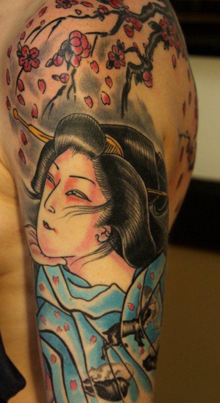 tatouage japonais signification dessin geisha bras