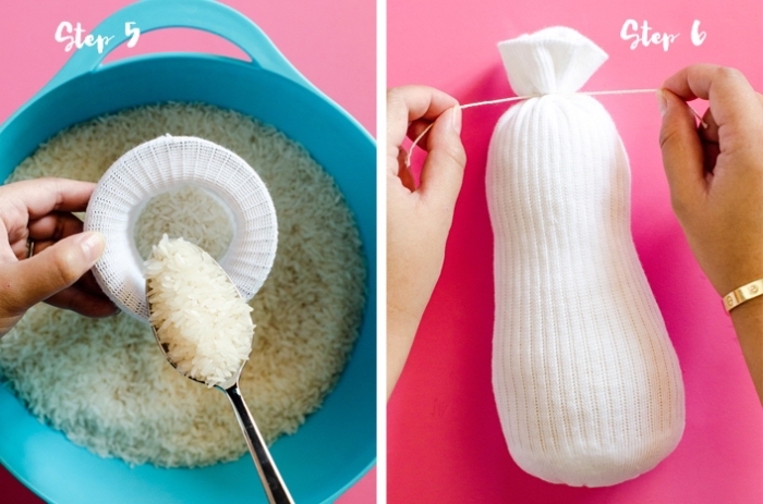 décoration de noel à fabriquer pour adultes, étapes à suivre pour faire un bonhomme de neige en riz blanc