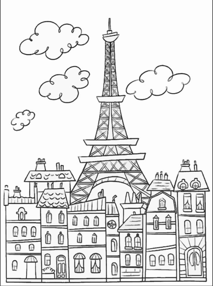 Dessiner la tour Eiffel en noir et blanc dessin tour eiffel noir et blanc simple lignes dessin paris noir et blanc 