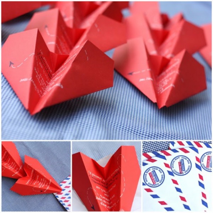 de jolis avions en papier avec messages d amour version à réaliser soi-même pour la saint-valentin 