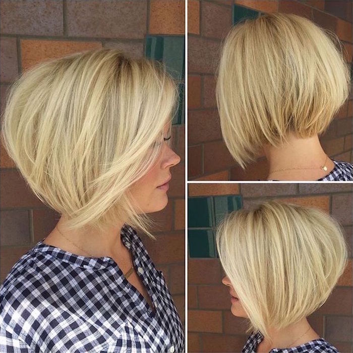 coiffure femme au carré en dégradé blond platine