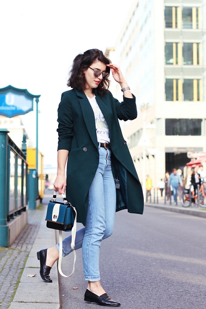 Chic decontracté femme combinaison noire promod cool jean bleu simple tenue