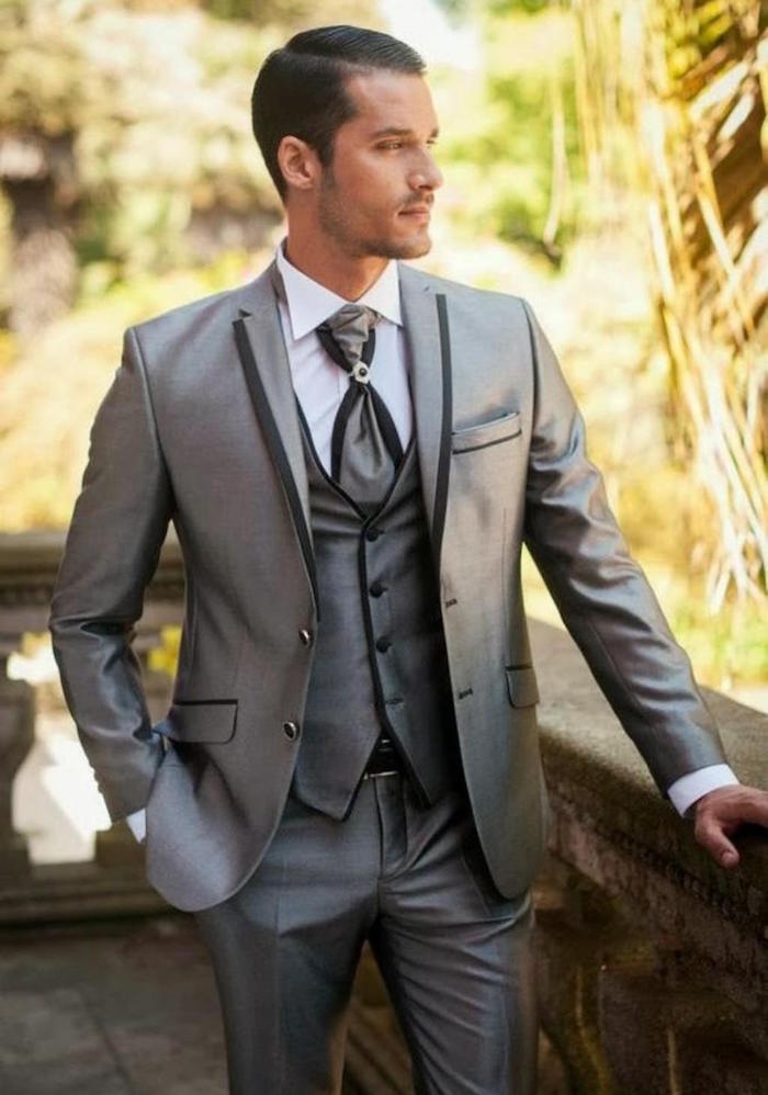 tenue de mariage homme costume 3 pièces gris