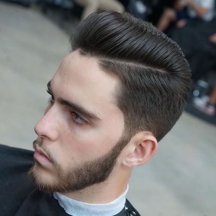 coupe degradee homme dégradé coiffure années 50 avec barbe degradé