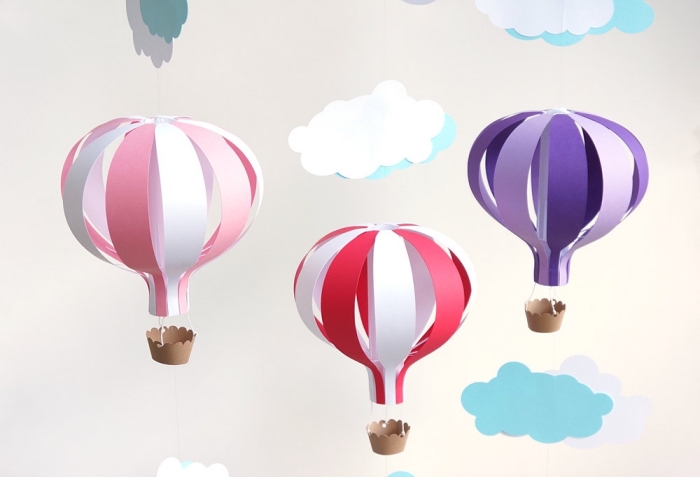 activité créative, modèle de guirlande décorative à design ballons à gaz fabriqués de papier en couleurs