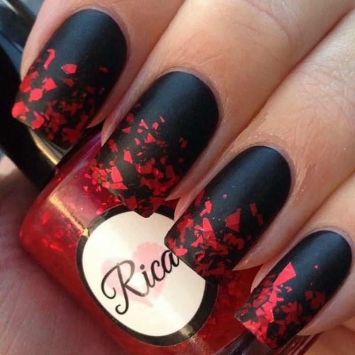 Black matte nail designs mat nailpolish nails matte noir et rouge