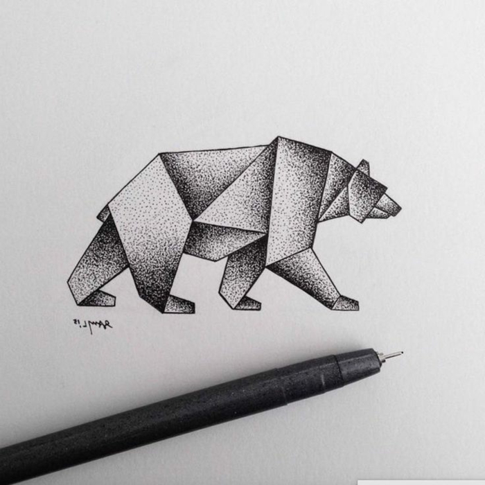 Art dessin noir et blanc animaux admirable dessin artistique ourse dessin géométrique tatouage idée