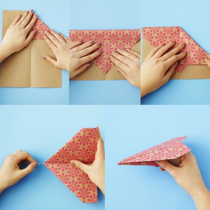 comment fabriquer un avion en papier bien sympa grâce à quelques plis de base et au design imprimé du papier origami