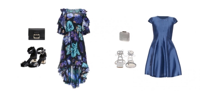 comment s habiller pour un mariage, robe longue noire à porter avec sandales et pochettes noires