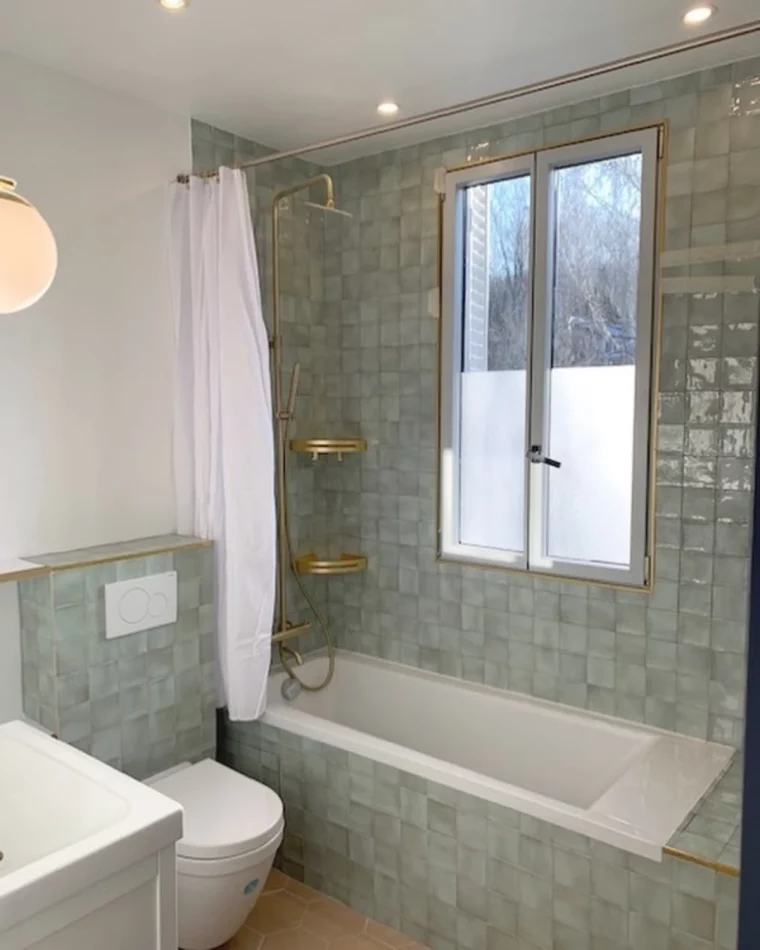 salle de bain relaxante vert menthe