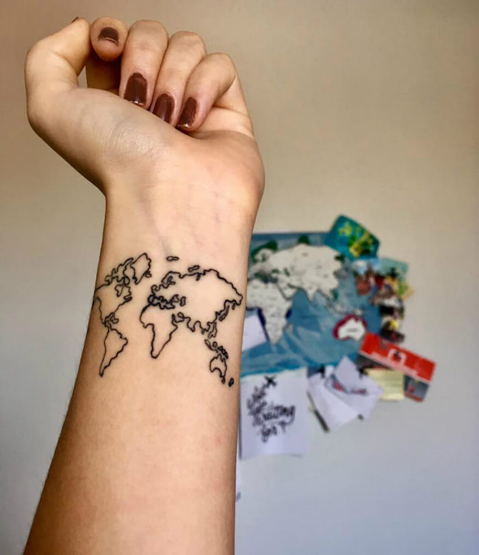 symbole de la vie tatouage voyage mappemonde planisphère