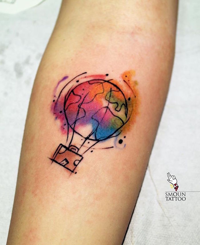 tattoo montgolfière couleurs aquarelle tatouage liberté