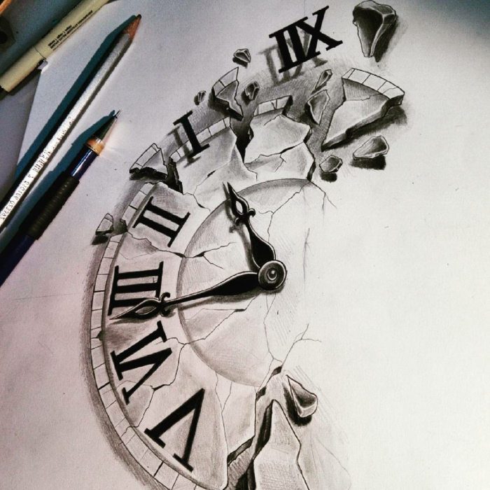 Un dessin crayon noir et blanc dessin horloge noir et blanc chouette