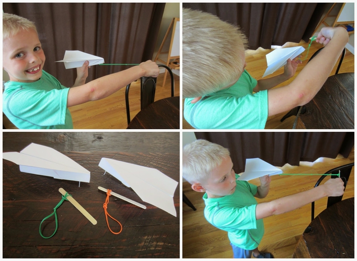 comment réaliser un avion en papier qui vole, avion origami facile propulsé par un lanceur diy en élastique 