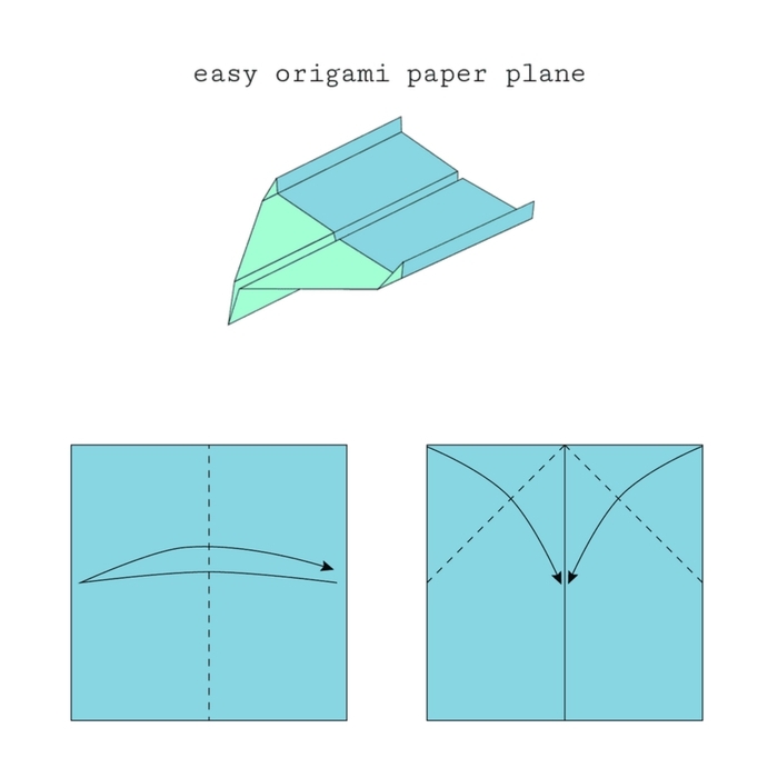schéma de pliage origami pour faire un avion qui vole 