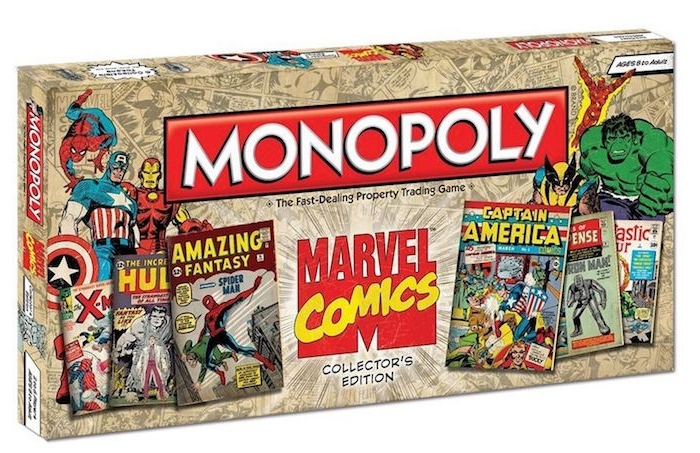 cadeau de noel ado garcon geek, inspiré de l univers de marvel, un jeux monopoly marvel original