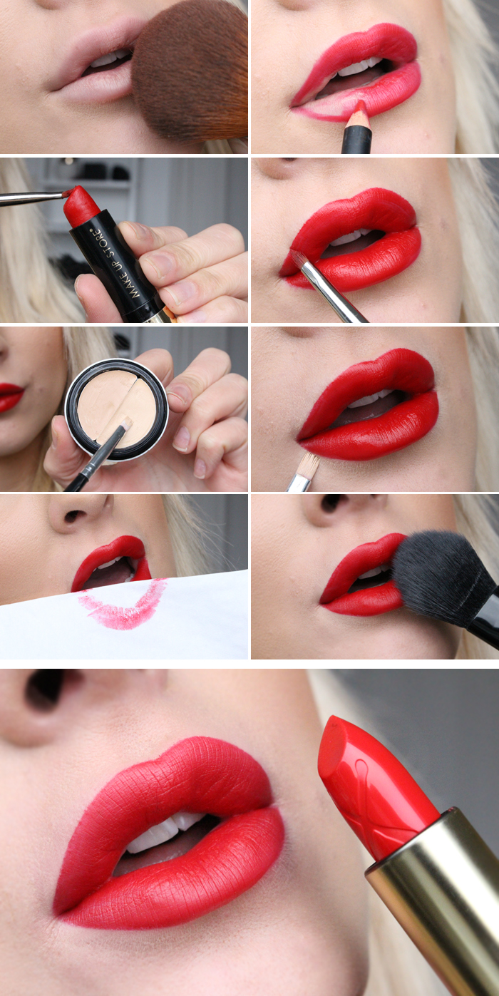 comment choisir son rouge à lèvre, tutoriel pour maquillage avec baume rose et crayon à lèvres rouge