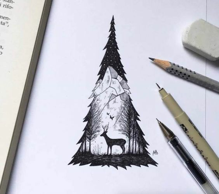 Beau arbre facile a dessiner dessin un arbre dessiner arbre de noel silhouette dessin paysage dans silhouette d arbre