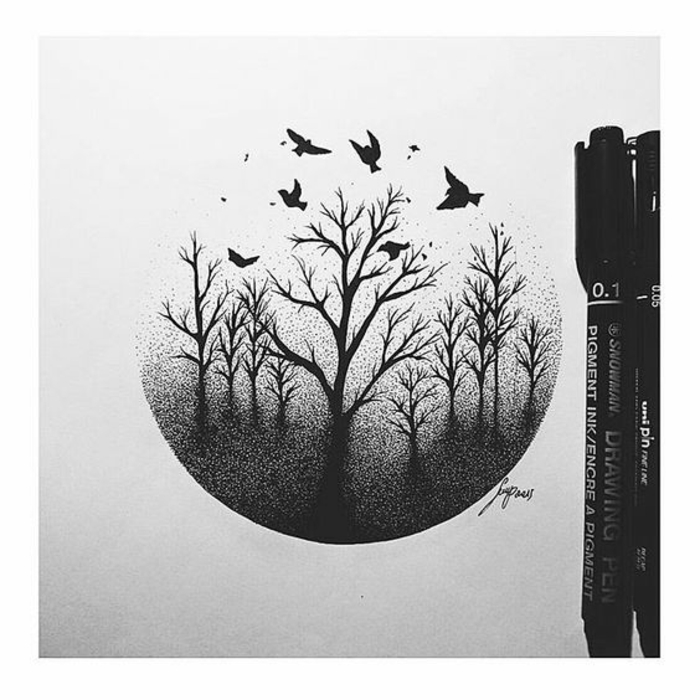 Branche d arbre dessin comment dessiner un arbre idée cercle ombres