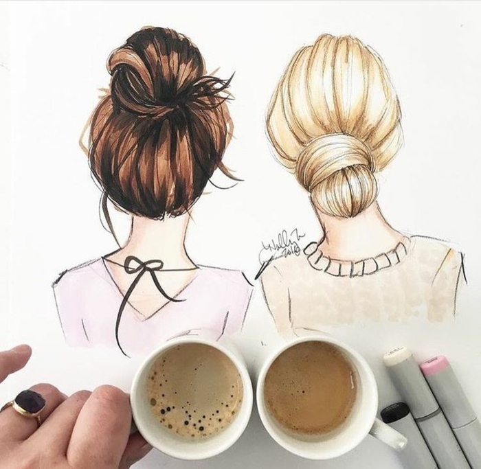 Dessin pour ma meilleure amie dessin ami dessin d amie café 