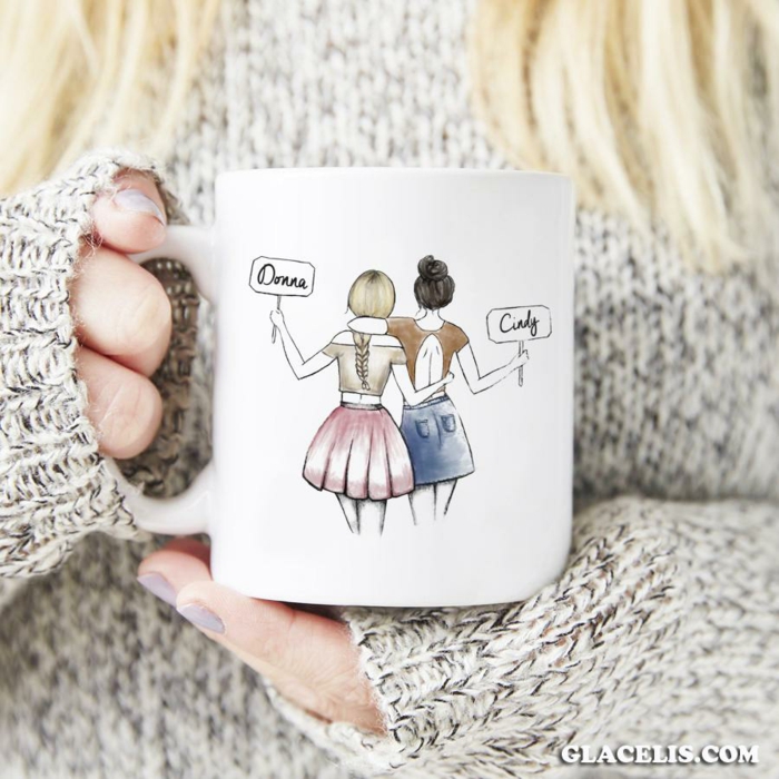 La plus belle image pour sa meilleure amie idée dessin cadeau tasse avec photo de dessin de moi et ma meilleure amie 